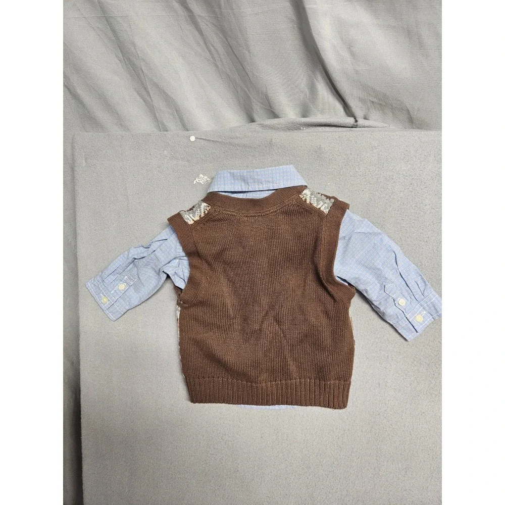 Baby Gap 3-6 Months Plaid Shirt and Fair Isle Knit Sweater Vest Set NWT 682627